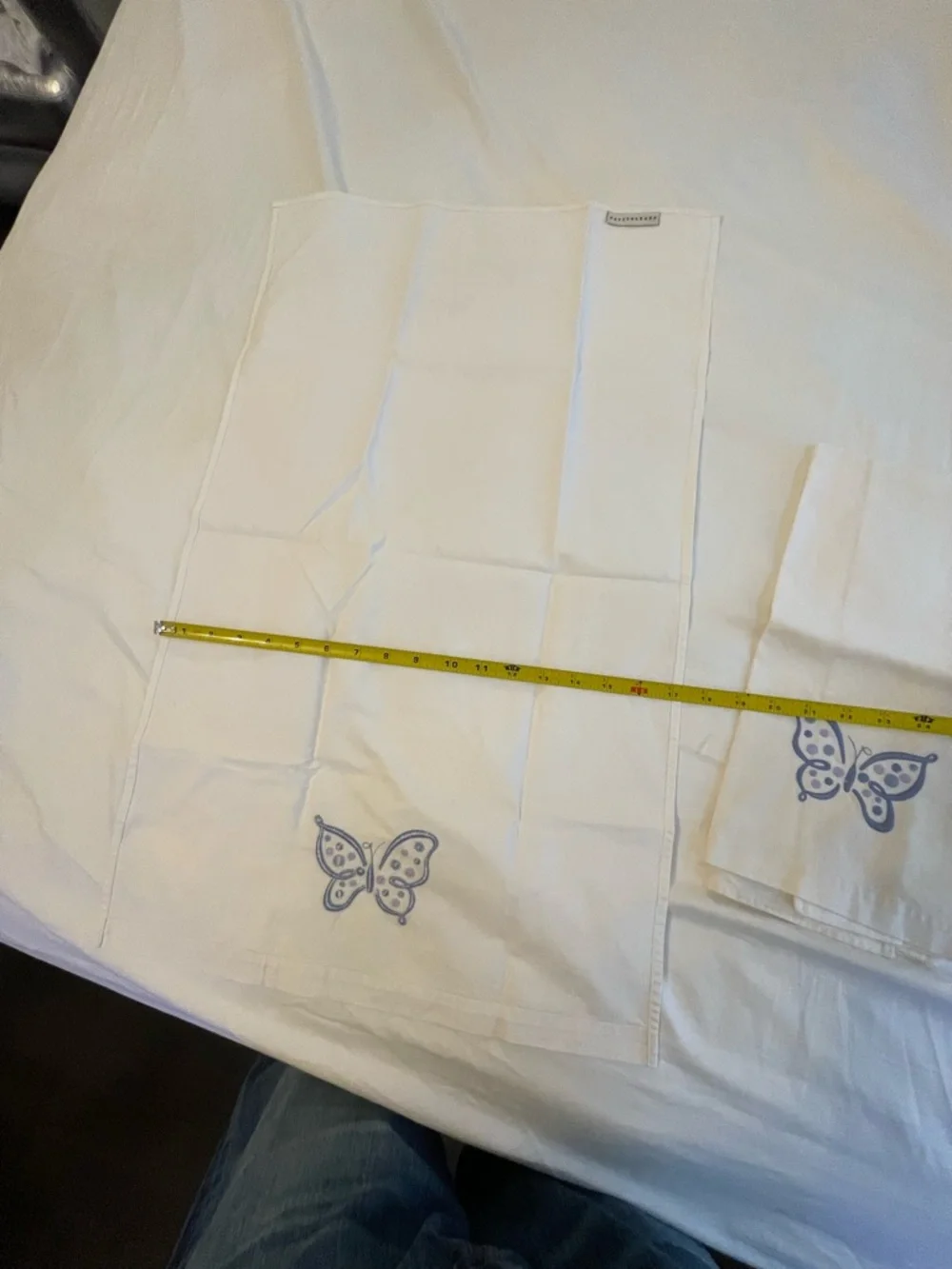 Pottery Barn Decorative Cotton Guest Hand Towel w Butterfly Embroidery Set of 2